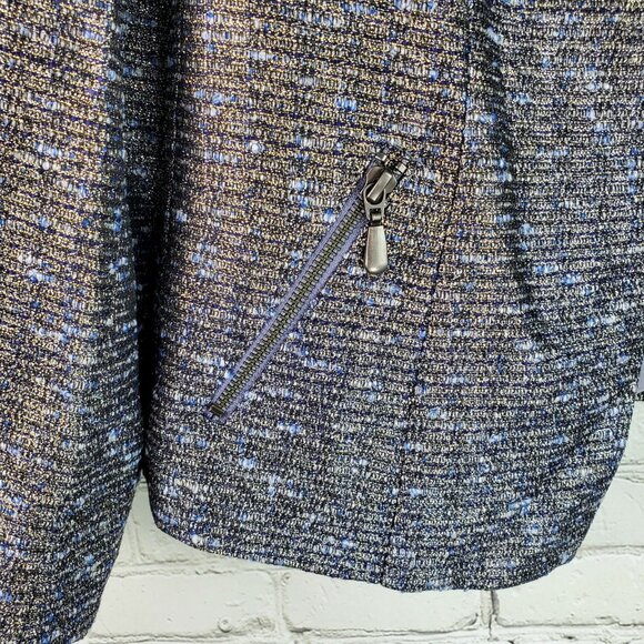 Chico’s NWT Metallic Tweed Blazer Jacket Silver Gray Size 1 Medium Career - Picture 6 of 12